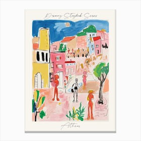 Poster Of Athens, Dreamy Storybook Illustration 4 Canvas Print