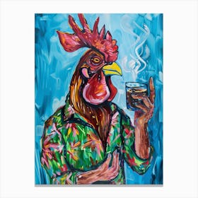 Animal Party: Crumpled Cute Critters with Cocktails and Cigars Rooster 2 Canvas Print