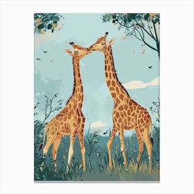 Giraffes In Love Modern Illustration 1 Canvas Print