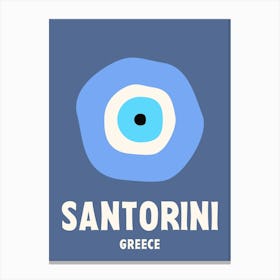 Santorini, Greece, Graphic Style Poster 1 Canvas Print