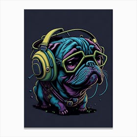 Pug Dog With Headphones Canvas Print