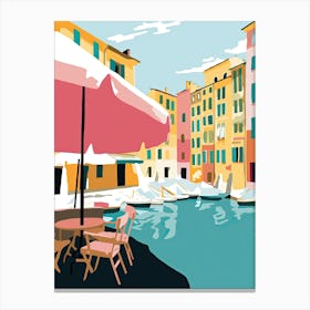 Portofino, Italy, Flat Pastels Tones Illustration 3 Canvas Print