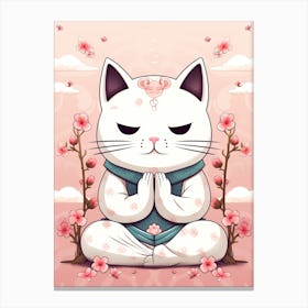 Kawaii Cat Drawings Meditating 2 Canvas Print