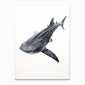  Oil Painting Of A Whale Shark Shadow Outline In Black 5 Canvas Print