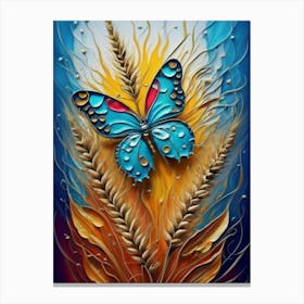 Perfect Golden Wheat Butterfly Colorful Threads Canvas Print