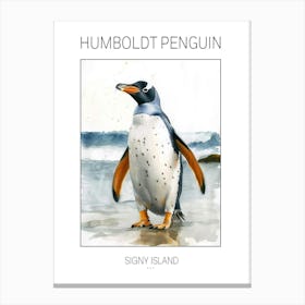 Humboldt Penguin Signy Island Watercolour Painting 1 Poster Canvas Print