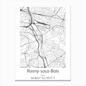 Rosny Sous Bois,France Minimalist Map Canvas Print