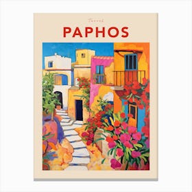 Paphos Cyprus 3 Fauvist Travel Poster Canvas Print