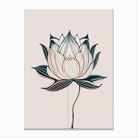 Lotus Flower Pattern Minimal Line Drawing 4 Canvas Print