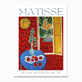 Henri Matisse Red Interior, Still Life on a Blue Table 1947 in HD Vibrant Colorful Feature Wall Art Poster Print from the Original Work - High Resolution Canvas Print