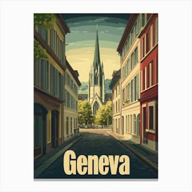 Aihrgdesign A Retro Travel Poster For Geneva Featuring The Hi Deb42674 D39f 43cd A409 Dec455d67b6d 1 Canvas Print