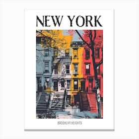 Brooklyn Heights New York Colourful Silkscreen Illustration 3 Poster Canvas Print