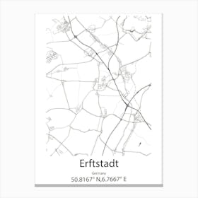 Erftstadt,Germany Minimalist Map Canvas Print