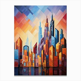 Majestic Mirage: Dubai's Skyline Symphony Canvas Print