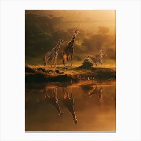 Giraffes At Sunset Canvas Print