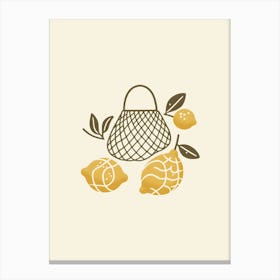 Lemons And Basket Aesthetic  Canvas Print