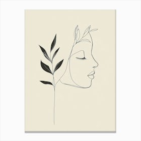 Portrait Of A Woman With Leaves Canvas Print