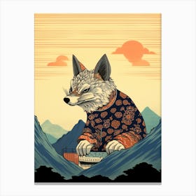 Kit Fox Japanese Illustration 4 Canvas Print