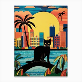 Miami, United States Skyline With A Cat 3 Canvas Print