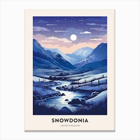 Winter Night  Travel Poster Snowdonia National Park 2 Canvas Print