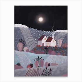 Midnight Landscape Full Moon Canvas Print