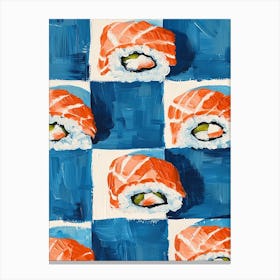 Sushi Blue Checkerboard 4 Canvas Print