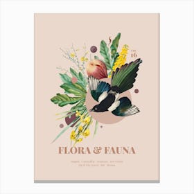 Flora & Fauna with Magpie Canvas Print