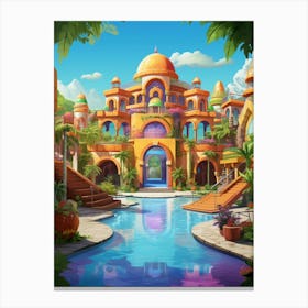 Sun City Resort Cartoon 4 Canvas Print