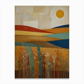 Landscape With Sun Canvas Print