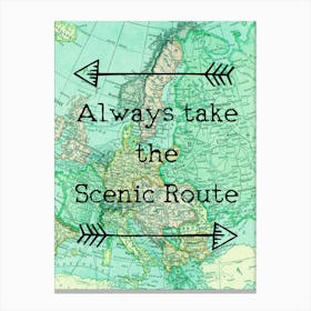 Map Travel Quote Print Canvas Print