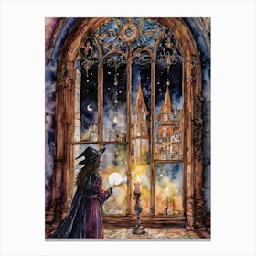 Twas a Magical Night ~ Witchy Witches Pagan Spooky Fairytale Watercolour  Canvas Print