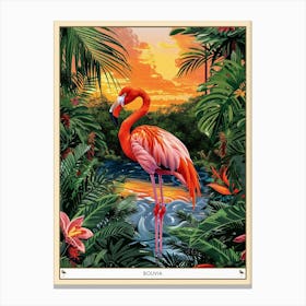 Greater Flamingo Bolivia Tropical Illustration 4 Poster Canvas Print