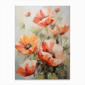 Red Poppy Flowers Abstract Oil Painting Art Canvas Print