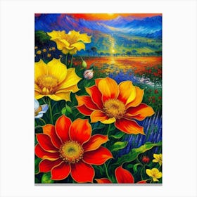 Sunset Flowers 1 Canvas Print