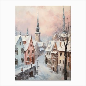 Dreamy Winter Painting Tallinn Estonia 2 Canvas Print