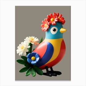 Bird With Flowers 3 Canvas Print