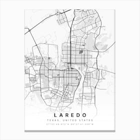 Laredo Texas USA White Map Canvas Print