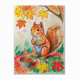 Squirrel In Autumn 3 Canvas Print