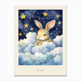 Baby Bunny 2 Sleeping In The Clouds Nursery Poster Canvas Print