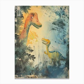 Dinosaur & Baby Dinosaur Storybook Painting 2 Canvas Print