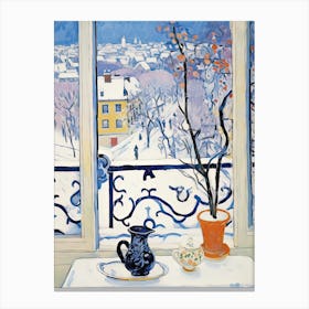 The Windowsill Of Sapporo   Japan Snow Inspired By Matisse 1 Canvas Print