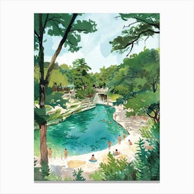 Storybook Illustration Barton Springs Pool Austin Texas 1 Canvas Print