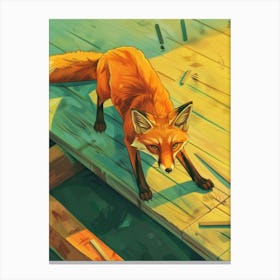 Fox On The Dock Canvas Print