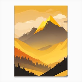Misty Mountains Vertical Composition In Yellow Tone 14 Canvas Print
