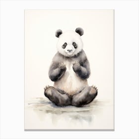 Panda Art Practicing Yoga Watercolour 3 Canvas Print
