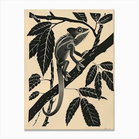 Chameleon In The Jungle Block Print 3 Canvas Print