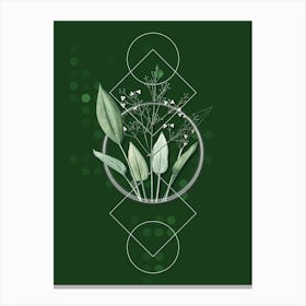 Vintage European Water Plantain Botanical with Geometric Line Motif and Dot Pattern n.0177 Canvas Print