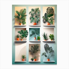 Set Of Plants On Shelves Canvas Print