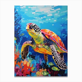Colour Splash Sea Turtle 3 Canvas Print