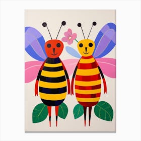 Colourful Kids Animal Art Honey Bee Canvas Print